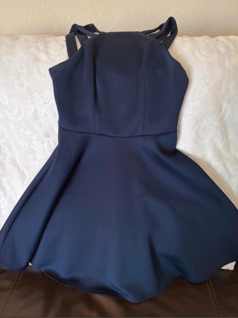 B Darlin Navy Double-Strap Skater Dress